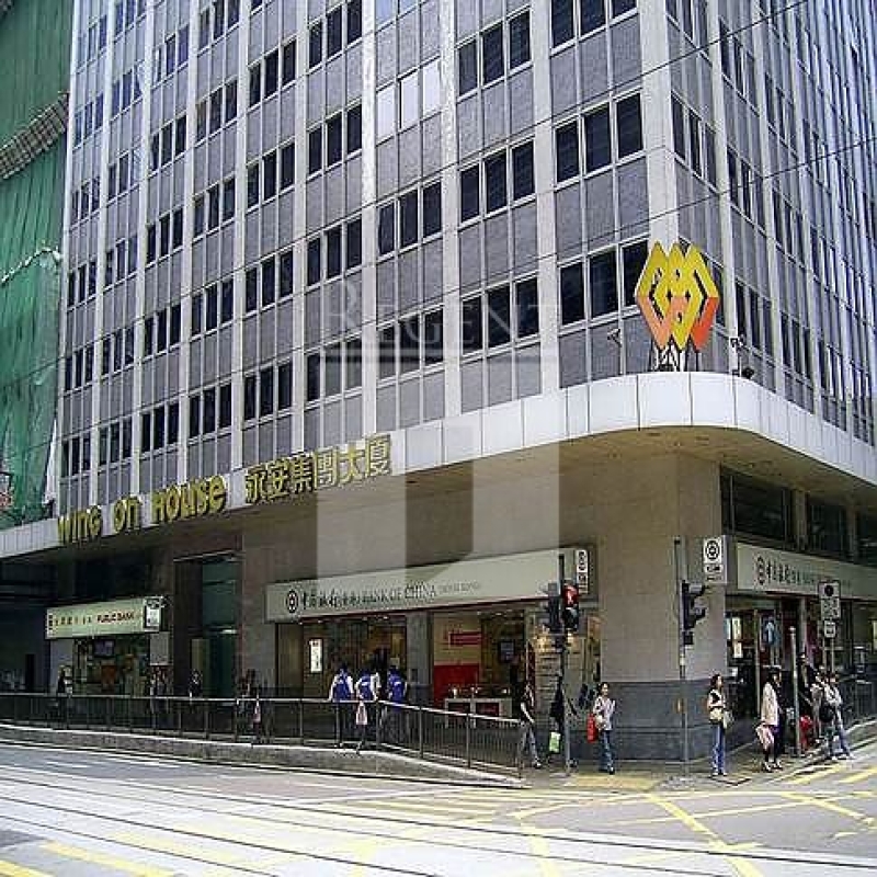 Modern glass skyscrapers in a business district
