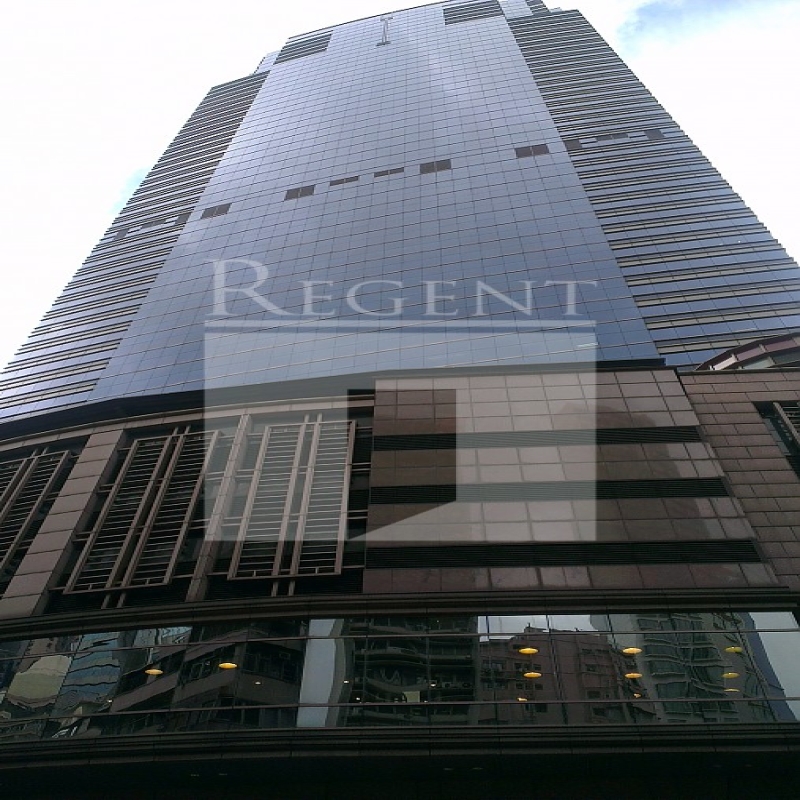 Modern glass skyscrapers in a business district
