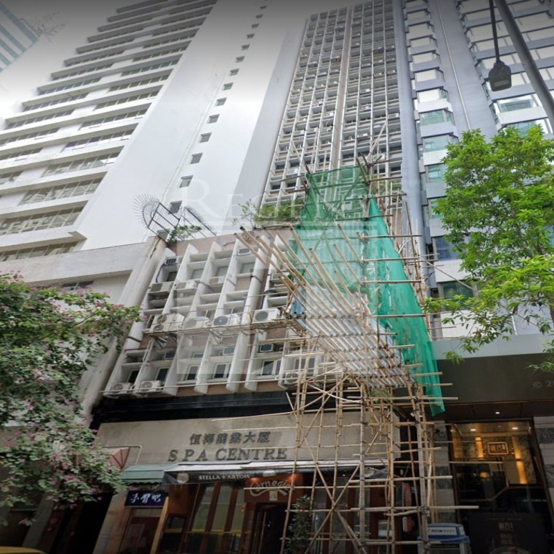 Modern glass skyscrapers in a business district