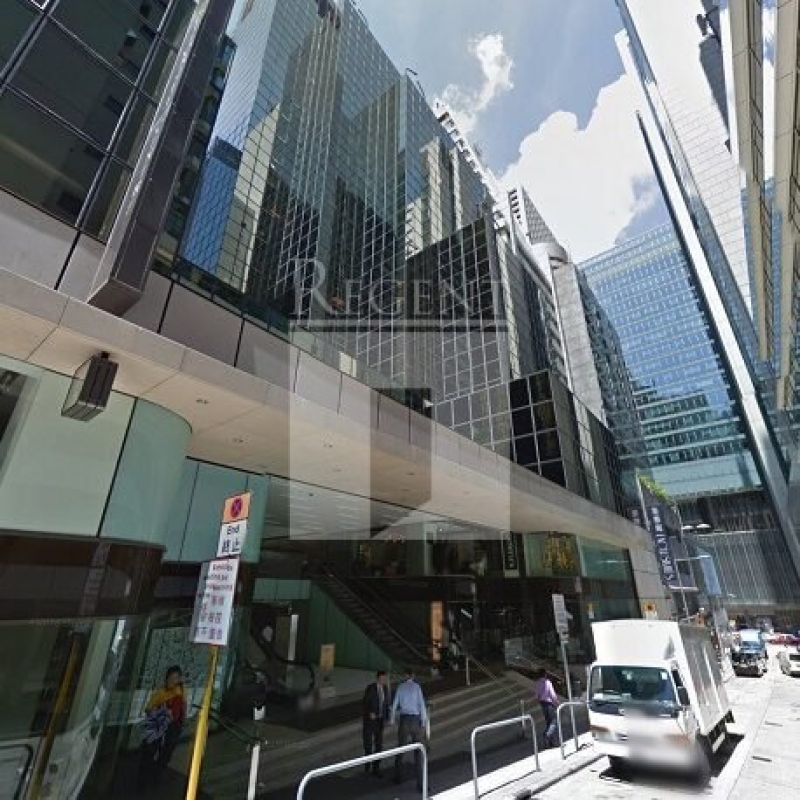 Modern glass skyscrapers in a business district