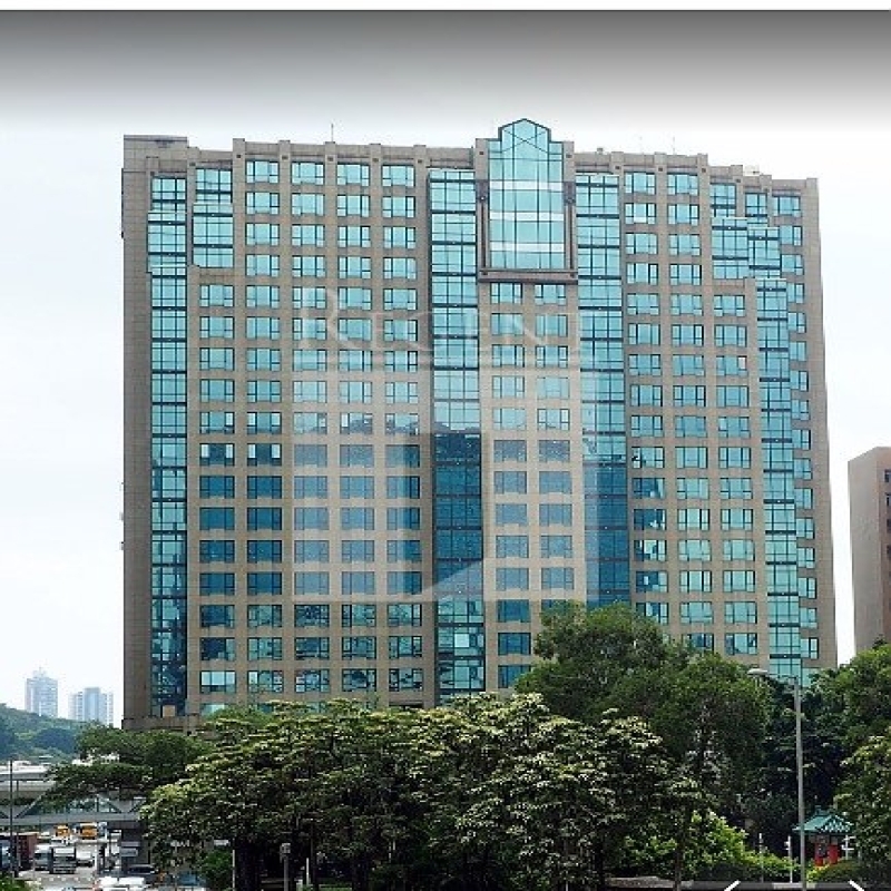 Modern glass skyscrapers in a business district