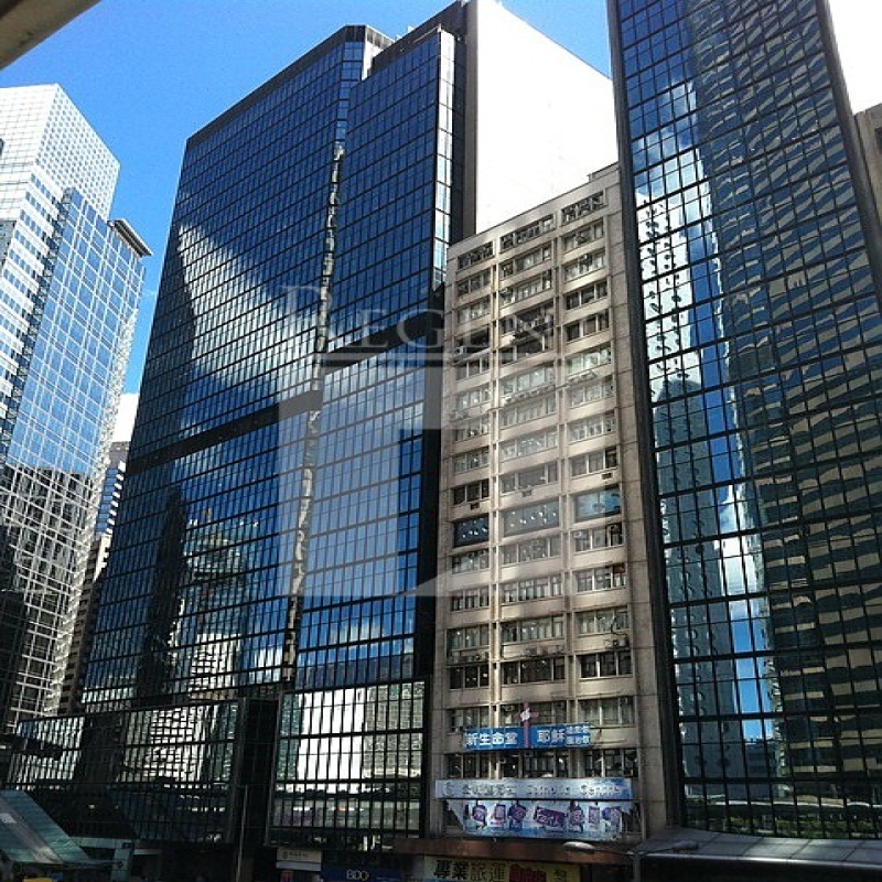 Modern glass skyscrapers in a business district