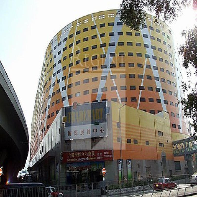 Modern glass skyscrapers in a business district
