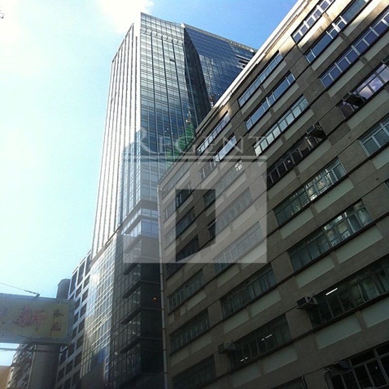 Modern glass skyscrapers in a business district