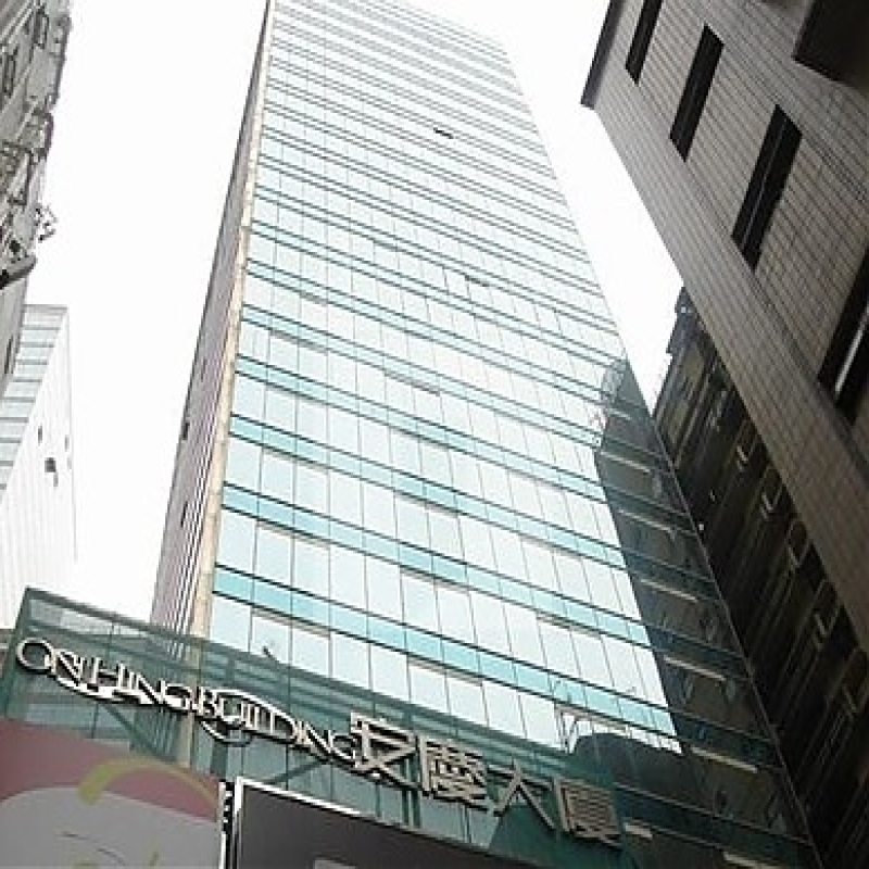 Modern glass skyscrapers in a business district