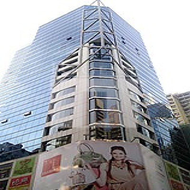Modern glass skyscrapers in a business district