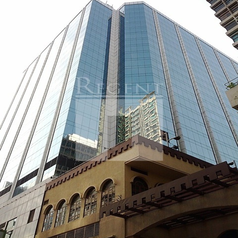 Modern glass skyscrapers in a business district