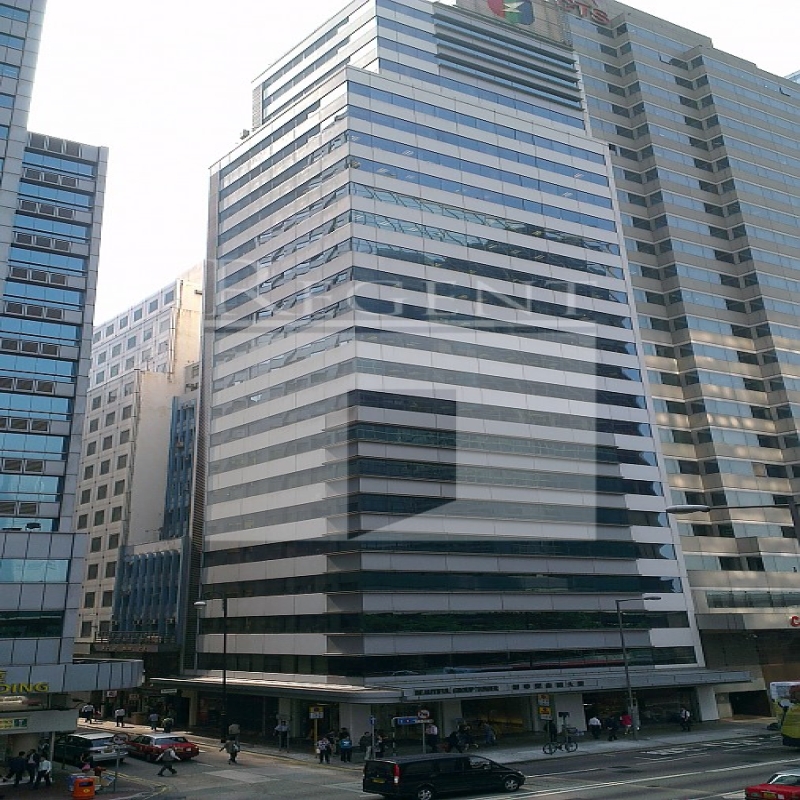 Modern glass skyscrapers in a business district