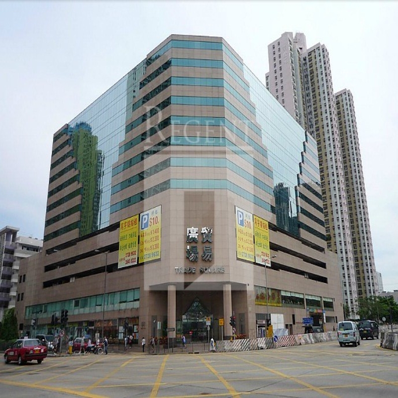 Modern glass skyscrapers in a business district