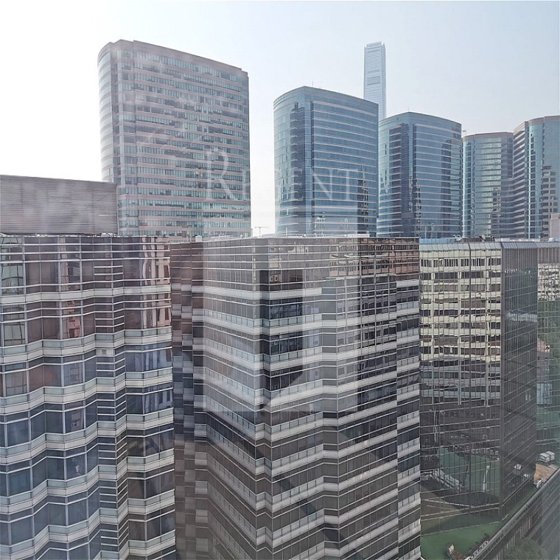 Modern glass skyscrapers in a business district