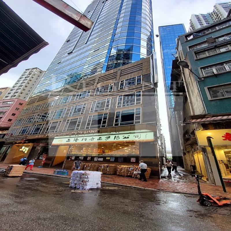 Modern glass skyscrapers in a business district