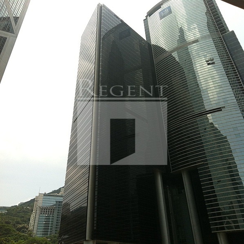Modern glass skyscrapers in a business district