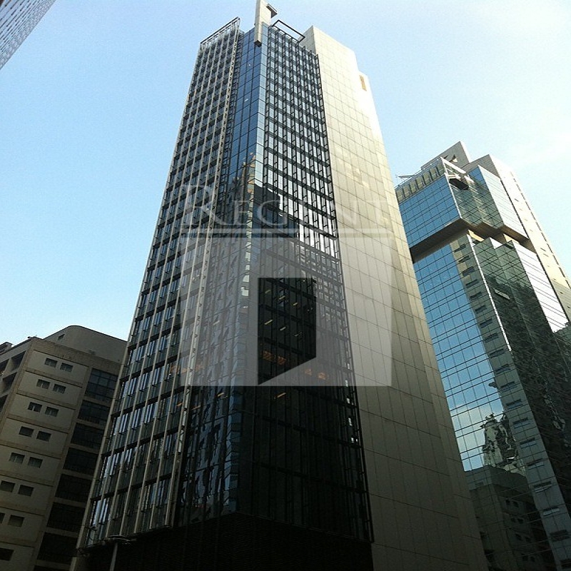 Modern glass skyscrapers in a business district