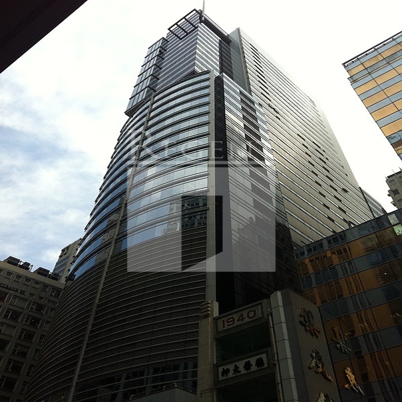 Modern glass skyscrapers in a business district