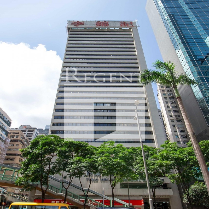 Modern glass skyscrapers in a business district