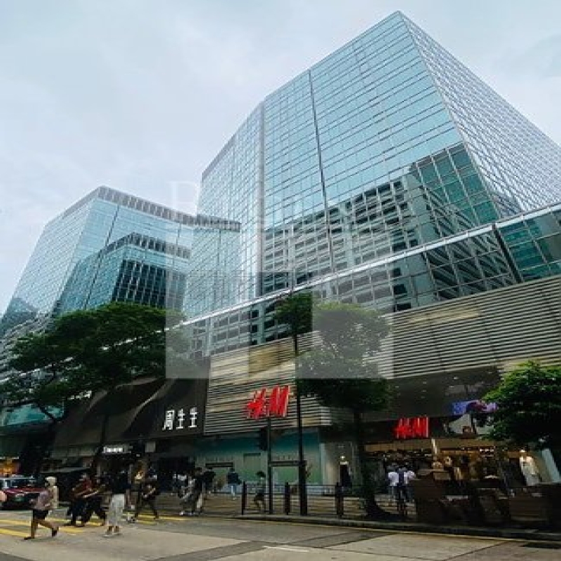 Modern glass skyscrapers in a business district