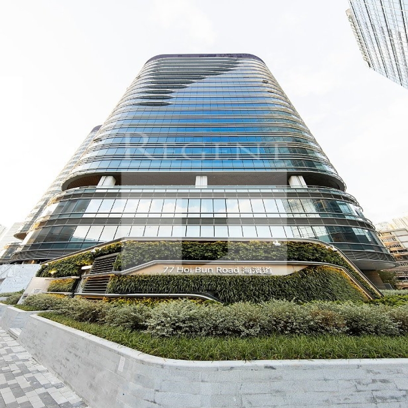 Modern glass skyscrapers in a business district