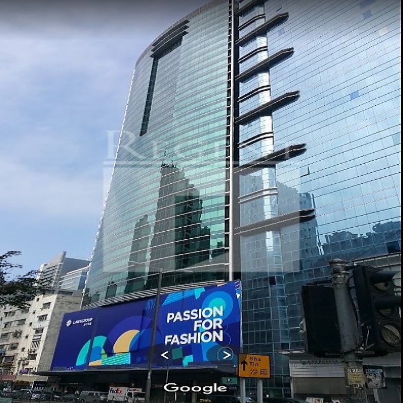 Modern glass skyscrapers in a business district