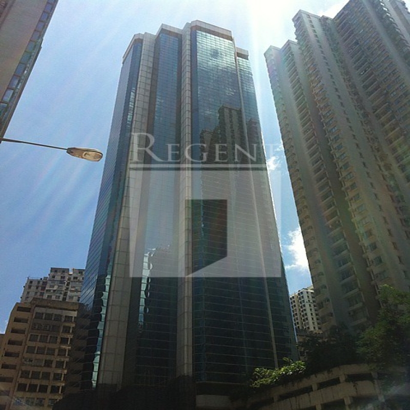 Modern glass skyscrapers in a business district
