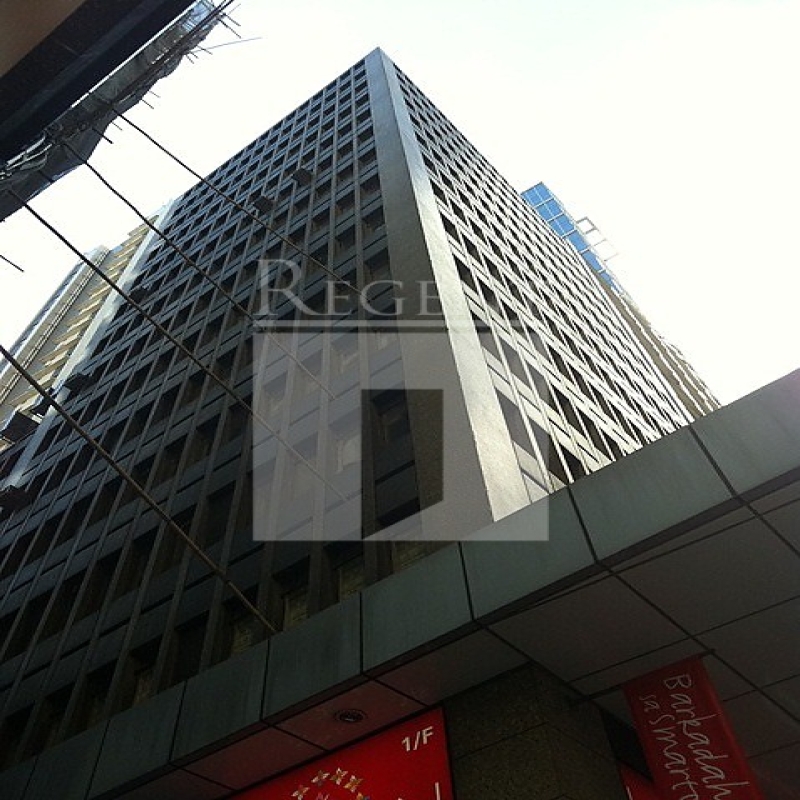 Modern glass skyscrapers in a business district