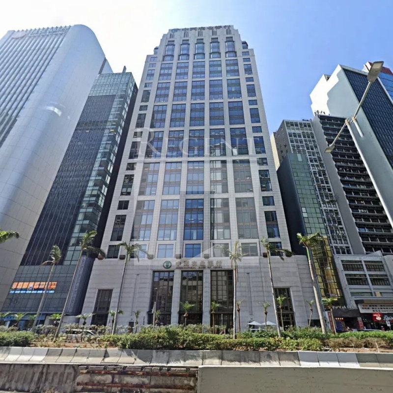 Modern glass skyscrapers in a business district