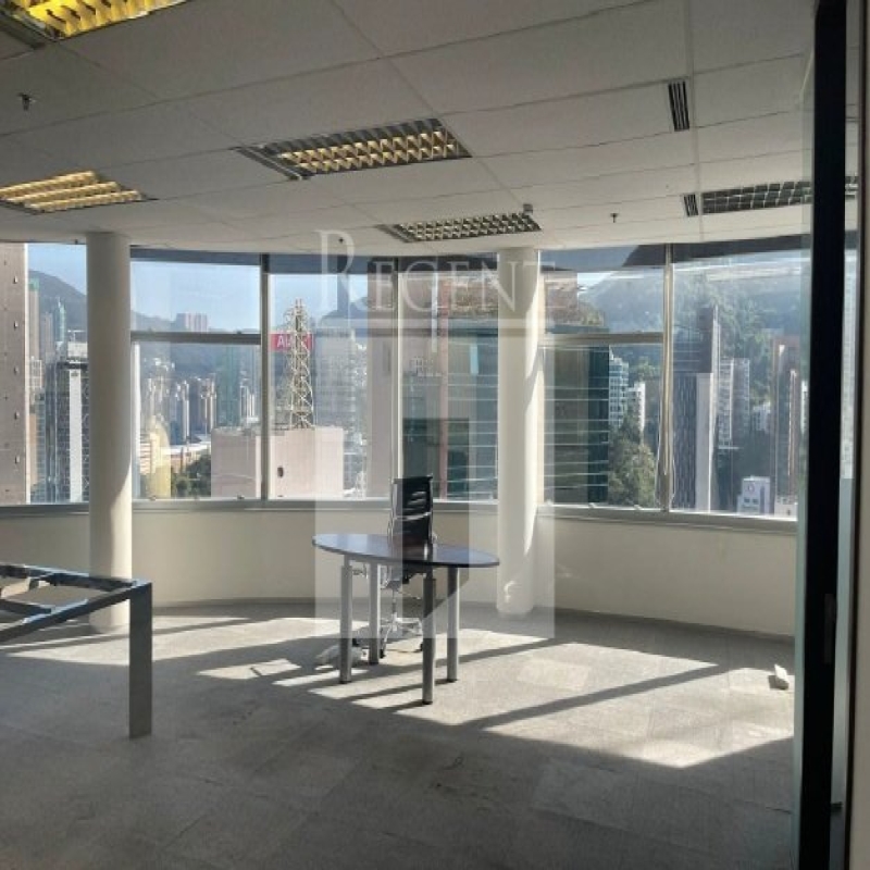 Modern glass skyscrapers in a business district