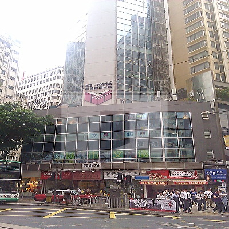 Modern glass skyscrapers in a business district
