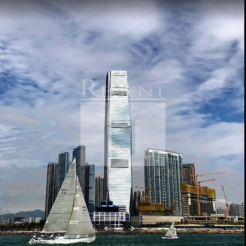 Modern glass skyscrapers in a business district