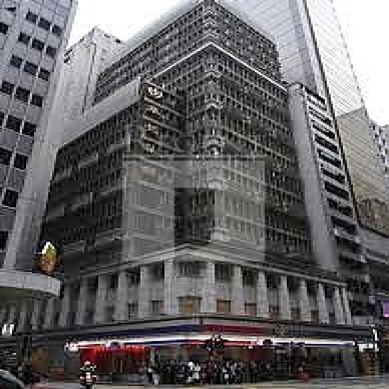 Modern glass skyscrapers in a business district