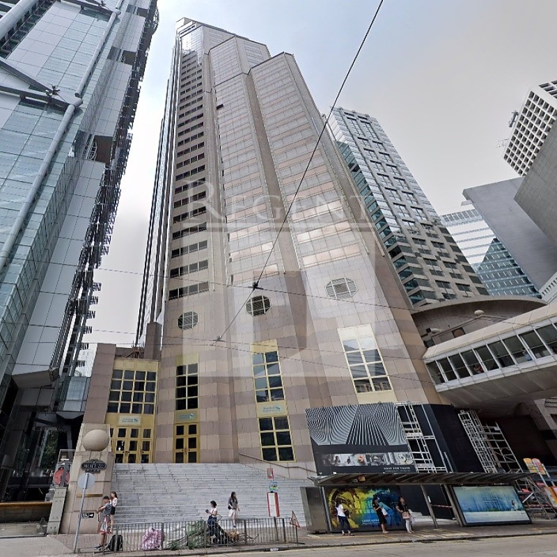 Modern glass skyscrapers in a business district