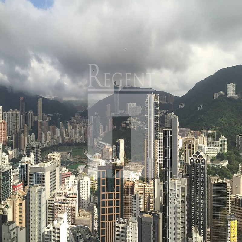 Modern glass skyscrapers in a business district
