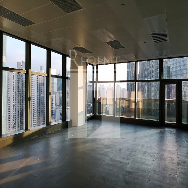 Modern glass skyscrapers in a business district