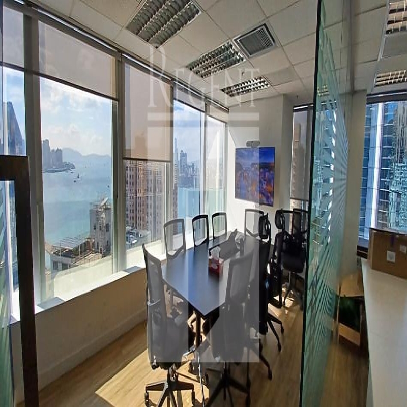 Modern glass skyscrapers in a business district