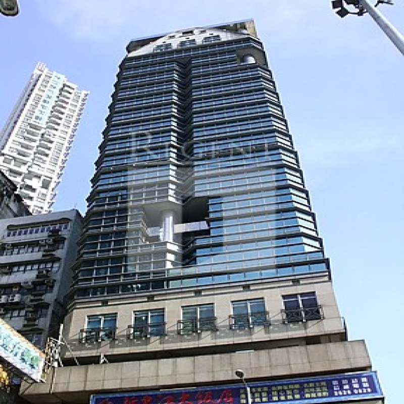 Modern glass skyscrapers in a business district