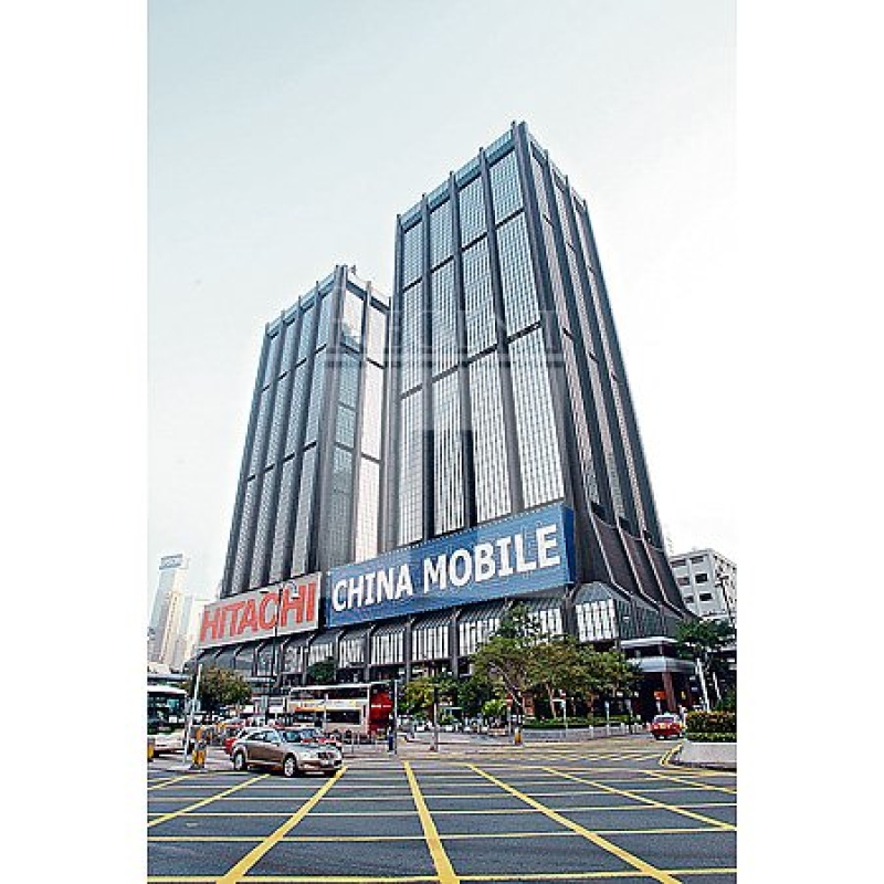 Modern glass skyscrapers in a business district