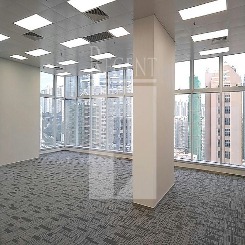Modern glass skyscrapers in a business district