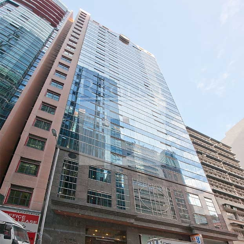 Modern glass skyscrapers in a business district
