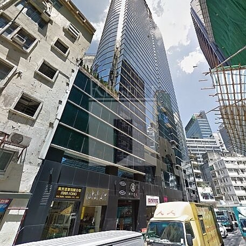 Modern glass skyscrapers in a business district