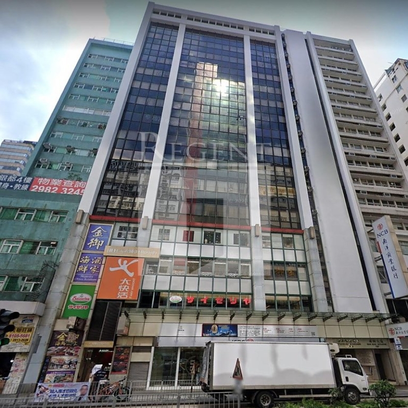 Modern glass skyscrapers in a business district