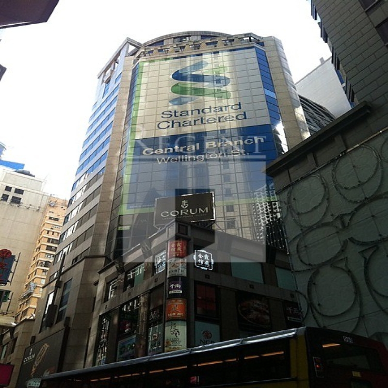 Modern glass skyscrapers in a business district