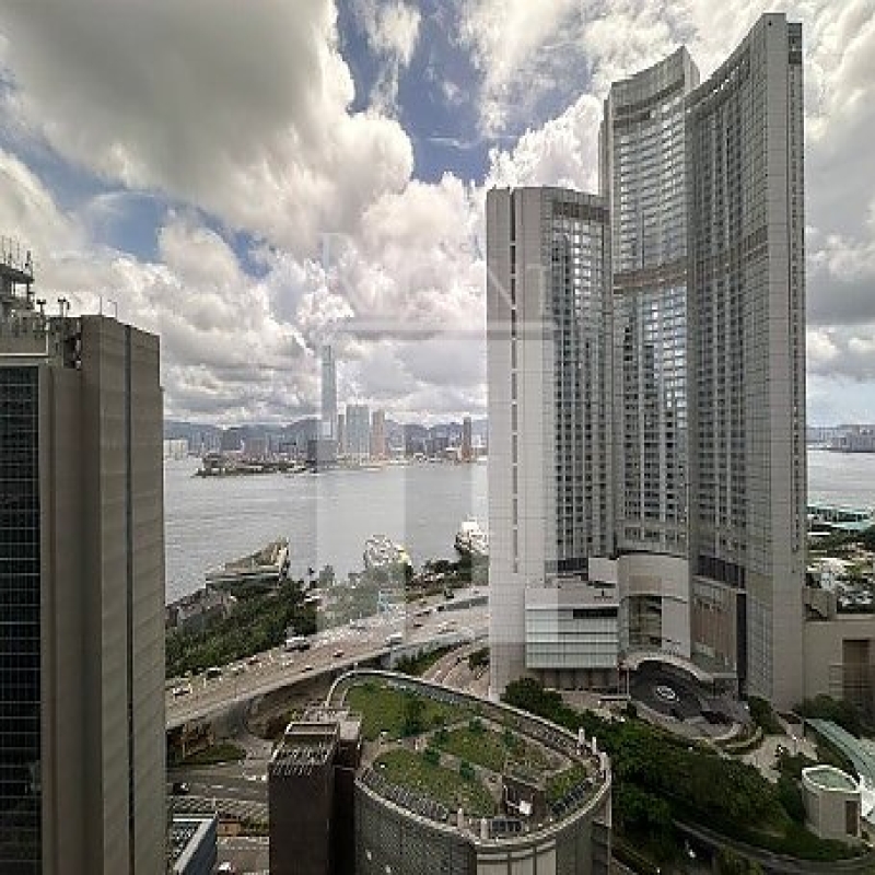 Modern glass skyscrapers in a business district