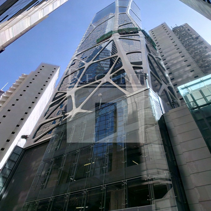 Modern glass skyscrapers in a business district