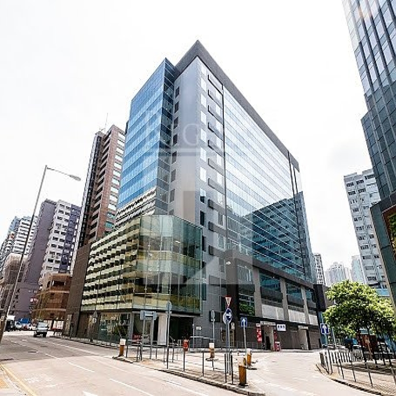 Modern glass skyscrapers in a business district