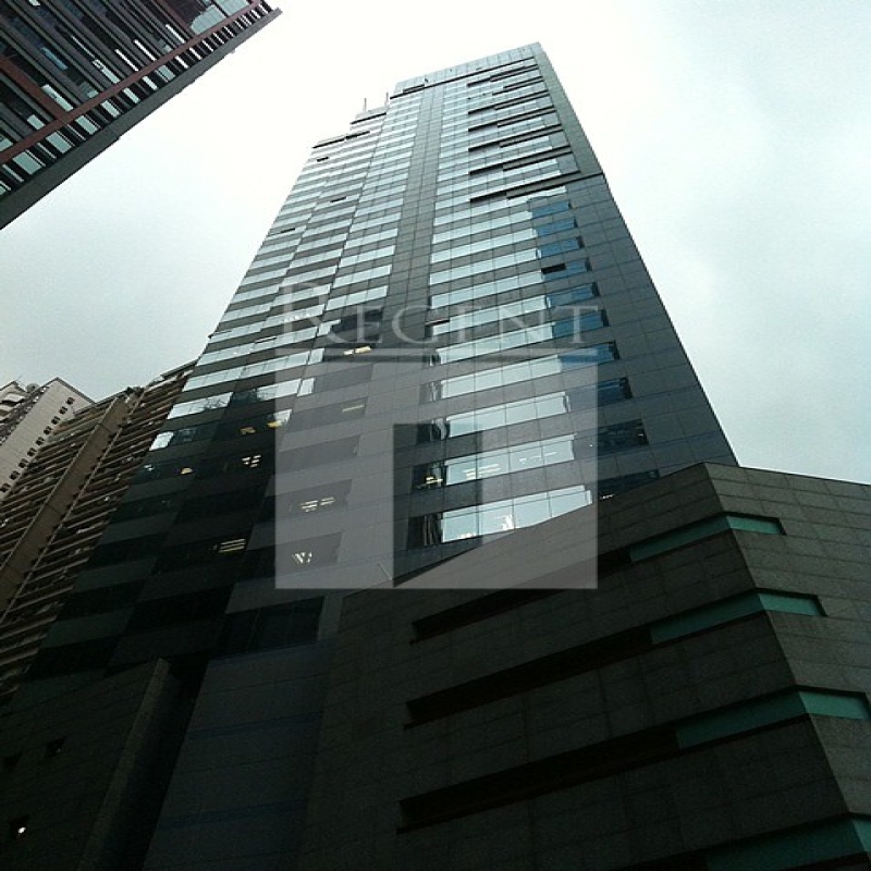 Modern glass skyscrapers in a business district