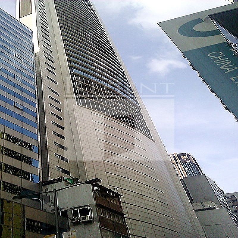 Modern glass skyscrapers in a business district