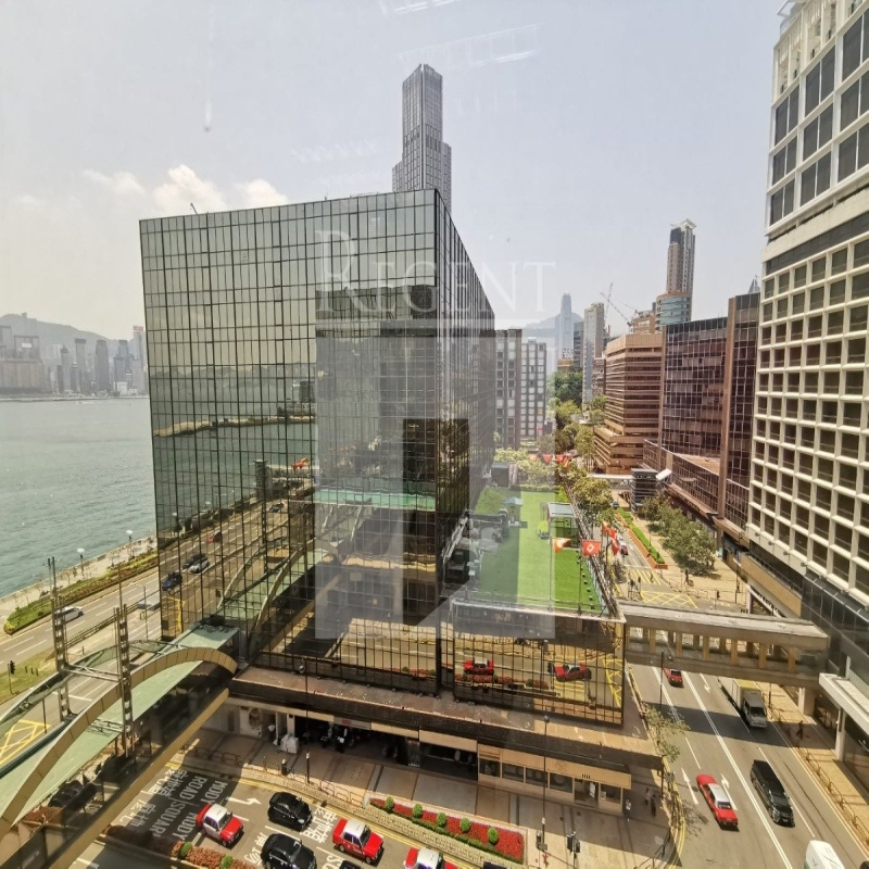 Modern glass skyscrapers in a business district