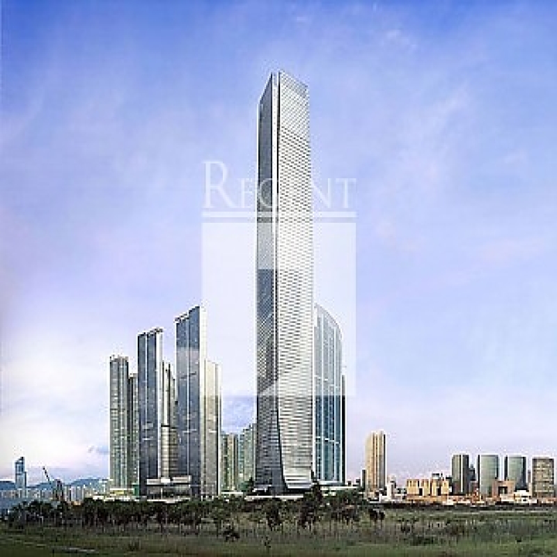 Modern glass skyscrapers in a business district