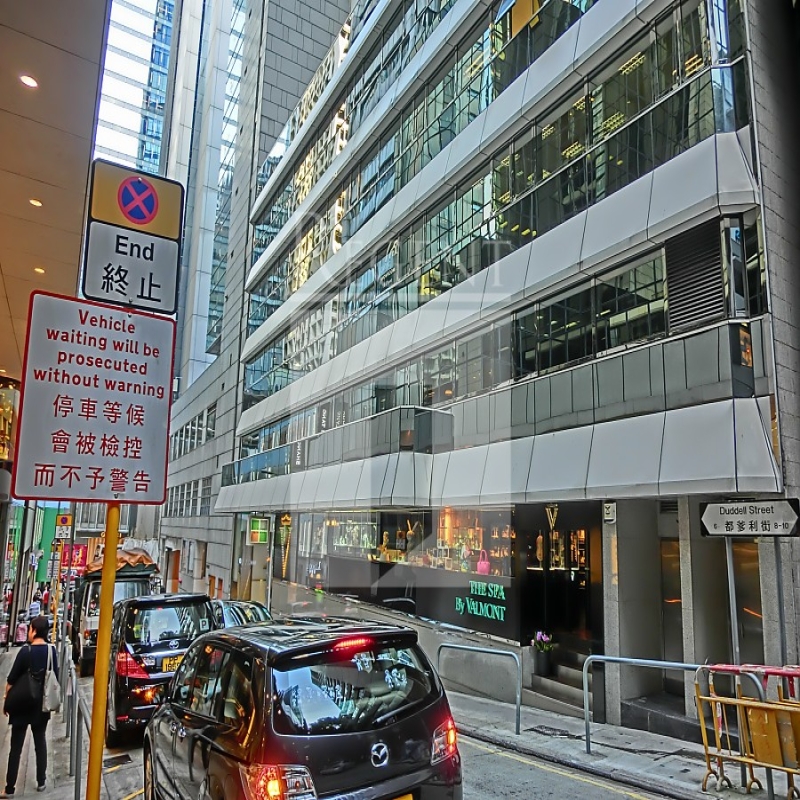 Modern glass skyscrapers in a business district