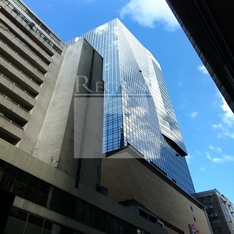 Modern glass skyscrapers in a business district