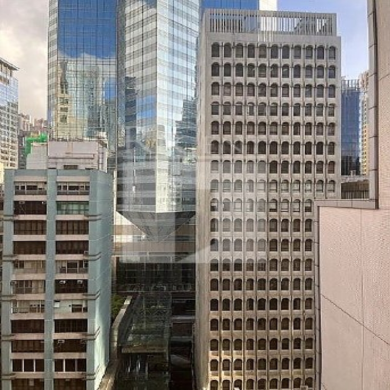 Modern glass skyscrapers in a business district